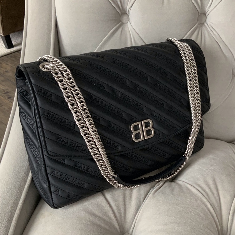 BALENCIAGA “Large BB Leather Shoulder Bag”